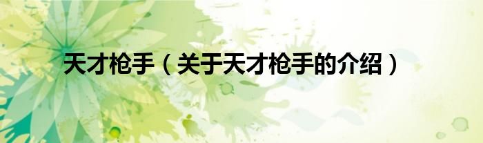天才枪手（关于天才枪手的介绍）