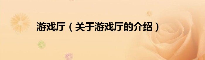 游戏厅（关于游戏厅的介绍）