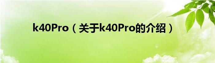 k40Pro（关于k40Pro的介绍）
