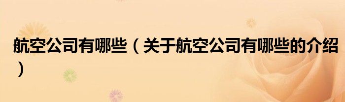 航空公司有哪些（关于航空公司有哪些的介绍）