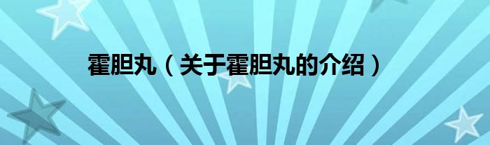 霍胆丸（关于霍胆丸的介绍）