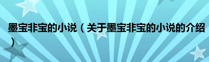 墨宝非宝的小说（关于墨宝非宝的小说的介绍）