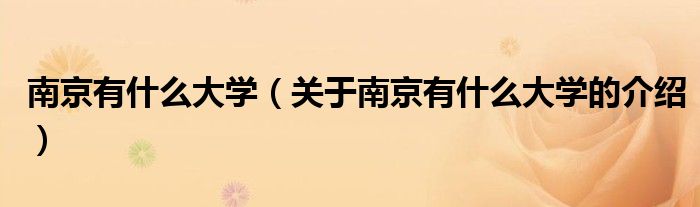 南京有什么大学（关于南京有什么大学的介绍）