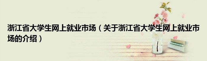 浙江省大学生网上就业市场（关于浙江省大学生网上就业市场的介绍）