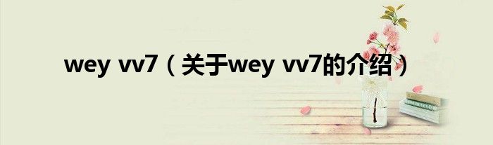 wey vv7（关于wey vv7的介绍）