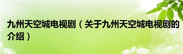 九州天空城电视剧（关于九州天空城电视剧的介绍）