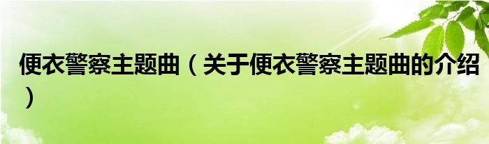 便衣警察主题曲（关于便衣警察主题曲的介绍）