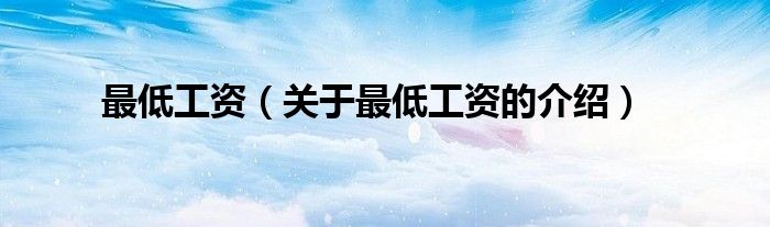 最低工资（关于最低工资的介绍）