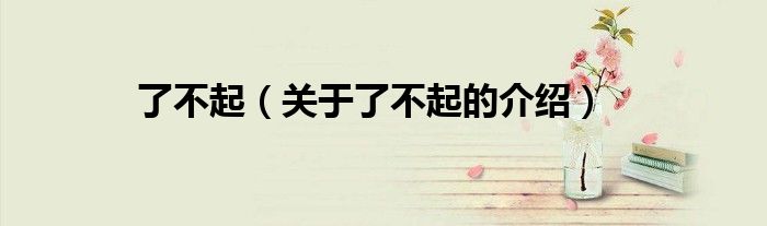 了不起（关于了不起的介绍）