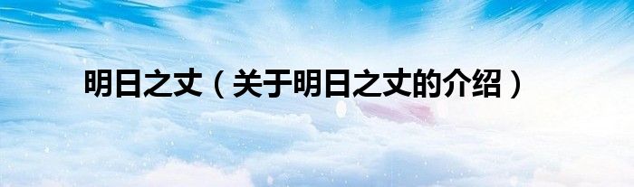明日之丈（关于明日之丈的介绍）