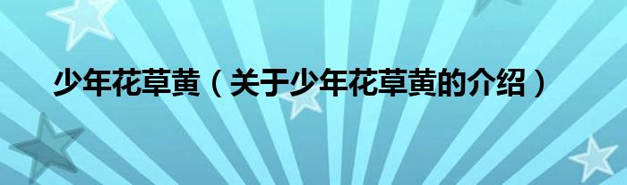 少年花草黄（关于少年花草黄的介绍）