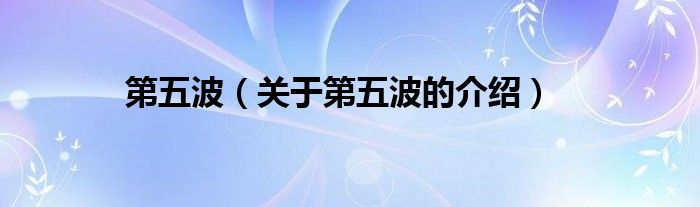 第五波（关于第五波的介绍）