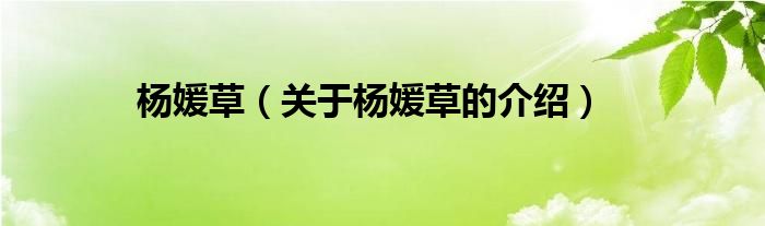 杨媛草（关于杨媛草的介绍）