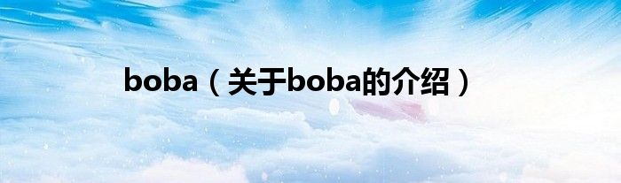 boba（关于boba的介绍）