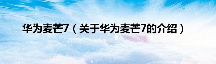 华为麦芒7（关于华为麦芒7的介绍）
