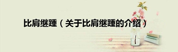 比肩继踵（关于比肩继踵的介绍）
