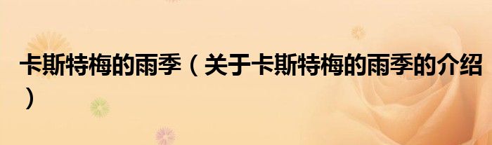 卡斯特梅的雨季（关于卡斯特梅的雨季的介绍）