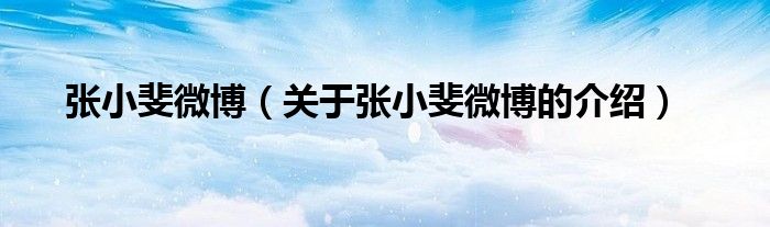 张小斐微博（关于张小斐微博的介绍）