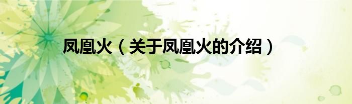 凤凰火（关于凤凰火的介绍）