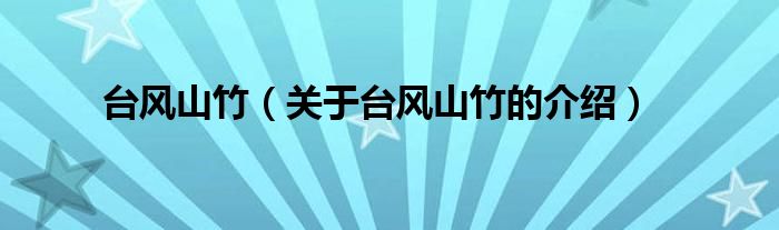 台风山竹（关于台风山竹的介绍）