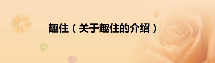 趣住（关于趣住的介绍）