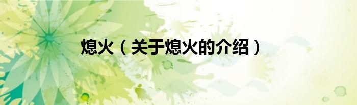熄火（关于熄火的介绍）