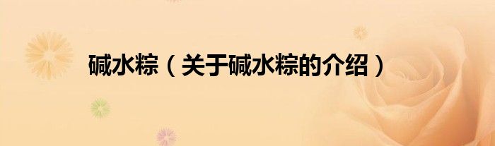 碱水粽（关于碱水粽的介绍）