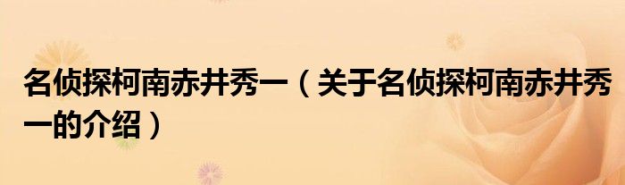 名侦探柯南赤井秀一（关于名侦探柯南赤井秀一的介绍）