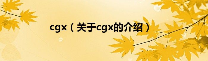 cgx（关于cgx的介绍）