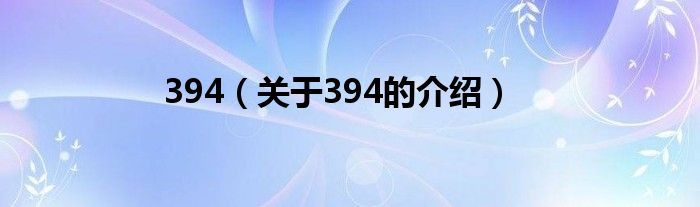394（关于394的介绍）