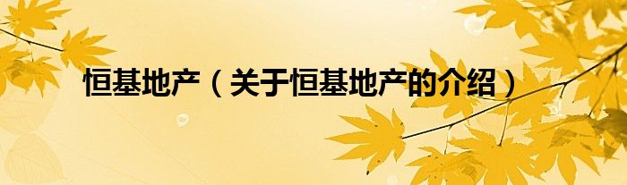恒基地产（关于恒基地产的介绍）
