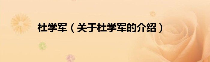 杜学军（关于杜学军的介绍）