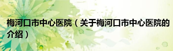 梅河口市中心医院（关于梅河口市中心医院的介绍）