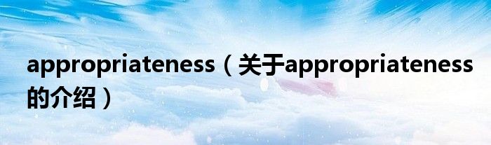 appropriateness（关于appropriateness的介绍）