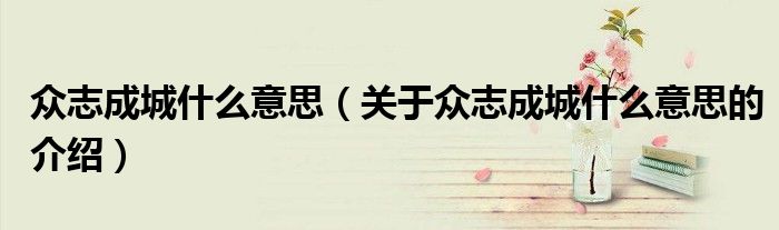 众志成城什么意思（关于众志成城什么意思的介绍）