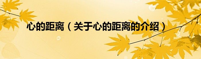 心的距离（关于心的距离的介绍）