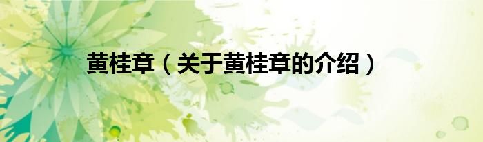 黄桂章（关于黄桂章的介绍）