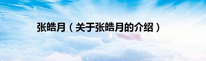 张皓月（关于张皓月的介绍）