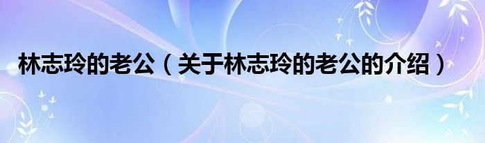 林志玲的老公（关于林志玲的老公的介绍）