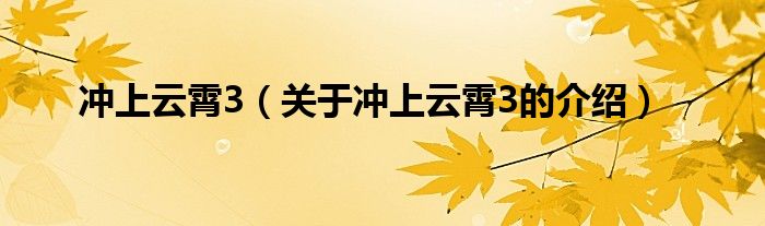 冲上云霄3（关于冲上云霄3的介绍）