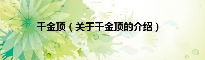 千金顶（关于千金顶的介绍）