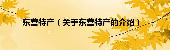 东营特产（关于东营特产的介绍）