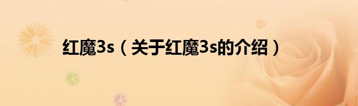 红魔3s（关于红魔3s的介绍）