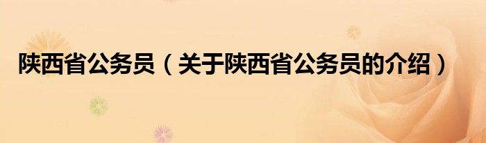 陕西省公务员（关于陕西省公务员的介绍）