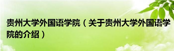 贵州大学外国语学院（关于贵州大学外国语学院的介绍）