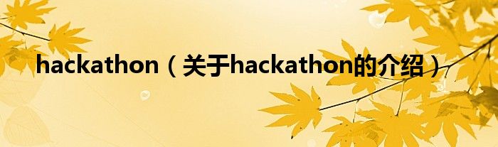 hackathon（关于hackathon的介绍）
