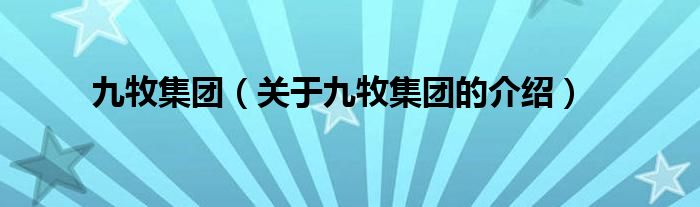 九牧集团（关于九牧集团的介绍）