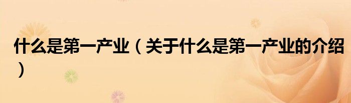 什么是第一产业（关于什么是第一产业的介绍）