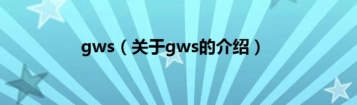 gws（关于gws的介绍）
