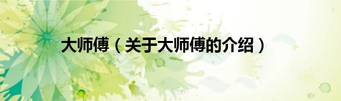 大师傅（关于大师傅的介绍）